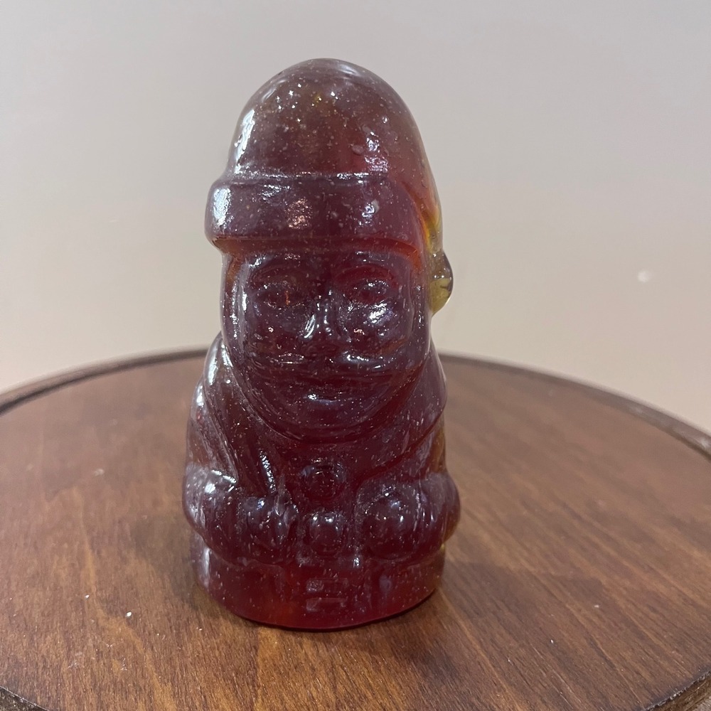 Blenko Glass Santa 2023 2nd Quality Bubbles Error Deep Red Amber Holiday Decor
